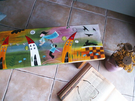 Veselá maľovaná lavička